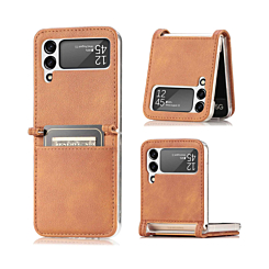 Galaxy Z Flip 4 Genuine Leather Case - BROWN (Only Ground Shipping)