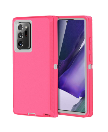 Heavy Duty Case for Galaxy Note 20 Ultra (HOT PINK & WHITE) (Only Ground Shipping)
