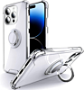 Hard PC Rear / Soft TPU Colorful Border Case with I-ring Holder - CLEAR for iPhone 14 Pro Max (Only Ground Shipping)