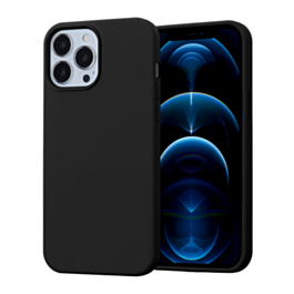 iPhone 13 Mini Soft Solid Silicone Case (Full Buttom Cover) - BLACK (Only Ground Shipping)