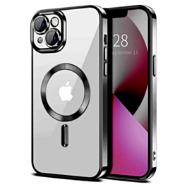 Shiny Wireless Charging Clear Case - BLACK for iPhone 13 Mini (Only Ground Shipping)