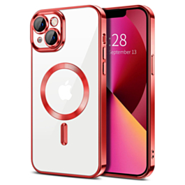 Shiny Wireless Charging Clear Case - RED for iPhone 13 Mini (Only Ground Shipping)