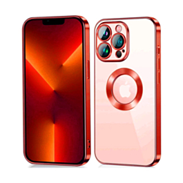 Shiny Wireless Charging Clear Case - RED for iPhone 13 Pro (Only Ground Shipping)
