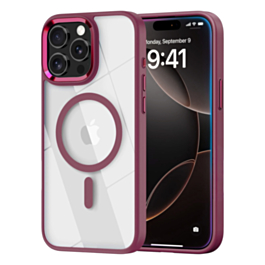 Shiny Magnetic Clear Cases (Burgundy) for iPhone 13 Pro Max (Only Ground Shipping)