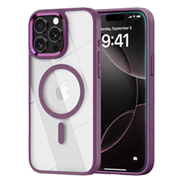 Shiny Magnetic Clear Cases - PURPLE for iPhone 13 Pro Max (Only Ground Shipping)