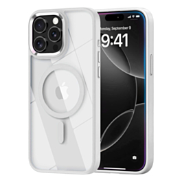 Shiny Magnetic Clear Cases -WHITE for iPhone 13 Pro Max (Only Ground Shipping)