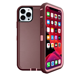 Heavy Duty Case for iPhone 13 Pro (MAROON & PINK) (Only Ground Shipping)