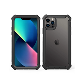 3in1 Hybrid Clear Soft TPU Hard PC Back Cover Case - BLACK for iPhone 13 Pro (Only Ground Shipping)