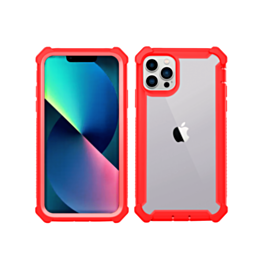 3in1 Hybrid Clear Soft TPU Hard PC Back Cover Case - RED for iPhone 13 Pro (Only Ground Shipping)