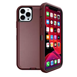 Heavy Duty Case for iPhone 13 Pro Max (MAROON & BLACK) (Only Ground Shipping)