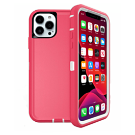 Heavy Duty Case for iPhone 13 Pro Max (HOT PINK & WHITE) (Only Ground Shipping)