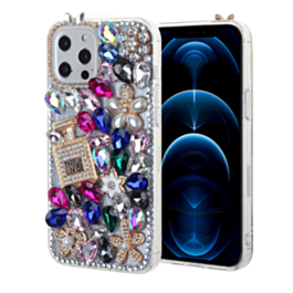 Crystal Flower Perfume Silicone Hard Case - COLORFUL for iPhone 13 Pro Max (Only Ground Shipping)