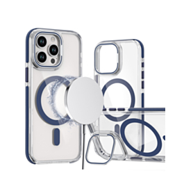 Thin Magnetic Clear Case with Camera Stand Kickstand - BLUE for iPhone 13 Pro Max (Only Ground Shipping)