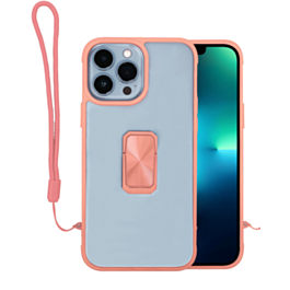 Hard Clear Magnetic Case with Hand Rope - PINK for iPhone 12 Pro Max (Only Ground Shipping)