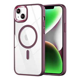 Shiny Magnetic Clear Cases (Burgundy) for iPhone 14 (Only Ground Shipping)