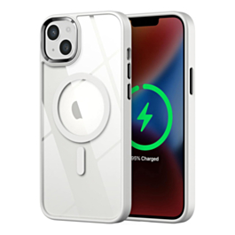 Shiny Magnetic Clear Cases - WHITE for iPhone 13 / 14 (Only Ground Shipping)