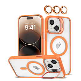 Transpalet Silicone case & Camera stand with Camera Lens - ORANGE for iPhone 13 / 14 (Only Ground Shipping)