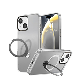 Transparent Magnetic Case with Kickstand (BLACK) for iPhone 13 / 14 (Only Ground Shipping)