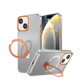 Transparent Magnetic Case with Kickstand (ORANGE) for iPhone 13 / 14 (Only Ground Shipping)
