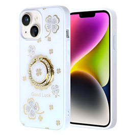 Luxury Diamond Shiny Cases with Ring - WHITE for iPhone 14 / 13 (Only Ground Shipping)