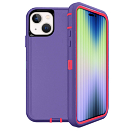 Heavy Duty Case for iPhone 14 / 13 (DARK PURPLE & PINK) (Only Ground Shipping)