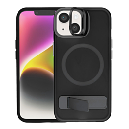 Matte Transparent Camera Stand Case with Wireless Charging for iPhone 13 / 14 (BLACK) (Only Ground Shipping)