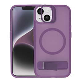 Matte Transparent Camera Stand Case with Wireless Charging for iPhone 13 / 14 (PURPLE) (Only Ground Shipping)
