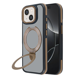 Matte Transparent Case with Wireless Charging Kickstand - DARK BROWN for iPhone 13 / 14 (Only Ground Shipping)