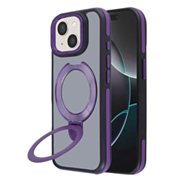 Matte Transparent Case with Wireless Charging Kickstand - PURPLE for iPhone 13 / 14 (Only Ground Shipping)