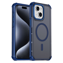 Dual Layer Electroplated Border Wireless Charging Case (DARK BLUE) for iPhone 13 / 14 / 16e / 17e (Only Ground Shipping)