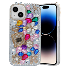 Crystal Flower Perfume Silicone Hard Case - MIX COLORS for iPhone 13 / 14 (Only Ground Shipping)