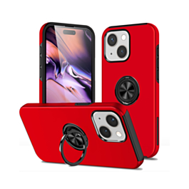 Dual Layer Case with Magnetic Ring - RED for iPhone 13 / 14 (Only Ground Shipping)