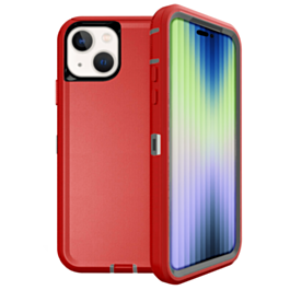 Heavy Duty Case for iPhone 14 Plus / 15 Plus (RED & GRAY) (Only Ground Shipping)