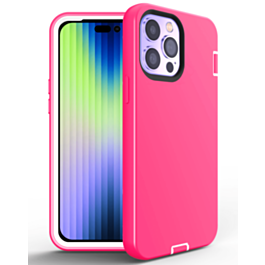 Silicone Design Heavy Duty Case - PINK for iPhone 14 Pro (Only Ground Shipping)