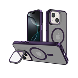 Slim Transparent Camera Stand Case with Wireless Charging - PURPLE for iPhone 13 / 14 (Only Ground Shipping)