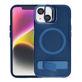 Matte Transparent Camera Stand Case with Wireless Charging for iPhone 13 / 14 (BLUE) (Only Ground Shipping)