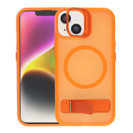 Matte Transparent Camera Stand Case with Wireless Charging for iPhone 13 / 14 (ORANGE) (Only Ground Shipping)