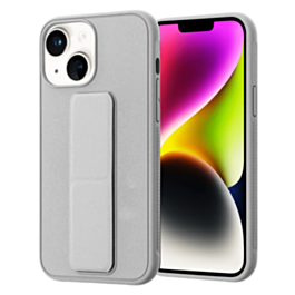iPhone 14 Plus / 15 Plus Hand Strap Vertical Magnetic Kickstand Case - GRAY (Only Ground Shipping)