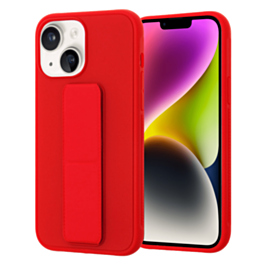 Hand Strap Vertical Magnetic Kickstand Case - RED for iPhone 14 / 13 (Only Ground Shipping)