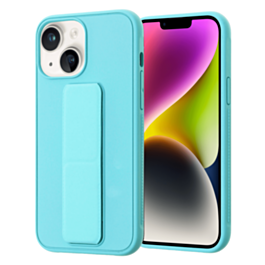 iPhone 14 Plus / 15 Plus Hand Strap Vertical Magnetic Kickstand Case - TEAL (Only Ground Shipping)