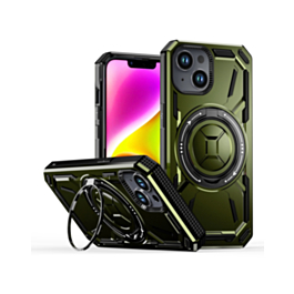 Full-Body Rugged Shockproof Case with Built-in Ring Holder - GREEN for iPhone 13 / 14 (Only Ground Shipping)