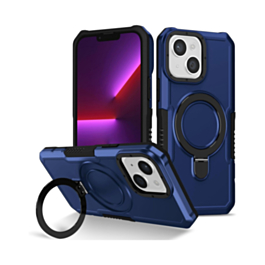 Hard PC Shockproof Case w /Ring Holder - BLUE for iPhone 13 / 14 / 16e / 17e (Only Ground Shipping)