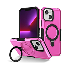 Hard PC Shockproof Case w /Ring Holder - PINK for iPhone 13 / 14 / 16e / 17e (Only Ground Shipping)