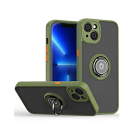 Hard PC Rear / Soft TPU Colorful Border Case with I-ring Holder - GREEN for iPhone 14 / 13 (Only Ground Shipping)