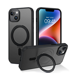 Carbon Wireless Charging Case with Ring Stand - BLACK for iPhone 14 / 13 (Only Ground Shipping)