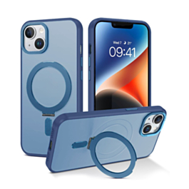 Carbon Wireless Charging Case with Ring Stand - BLUE for iPhone 14 / 13 (Only Ground Shipping)