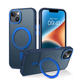 Carbon Wireless Charging Case with Ring Stand - DARK BLUE for iPhone 14 / 13 (Only Ground Shipping)
