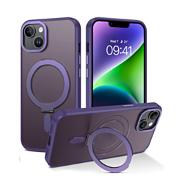 Carbon Wireless Charging Case with Ring Stand - PURPLE for iPhone 14 / 13 (Only Ground Shipping)