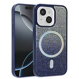 Wireless Charging Bling Diamond Crystal Case - BLUE for iPhone 13 / 14 (Only Ground Shipping)