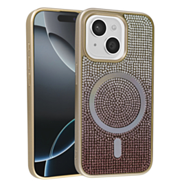 Wireless Charging Bling Diamond Crystal Case - GOLD for iPhone 13 / 14 (Only Ground Shipping)